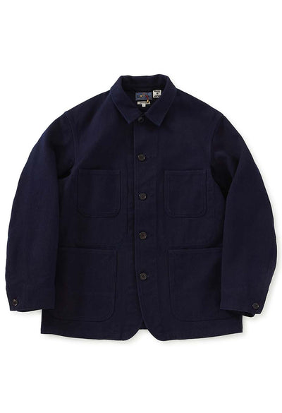 Woven Pure Indigo  Nijuori Sashiko Coverall - INDIGO