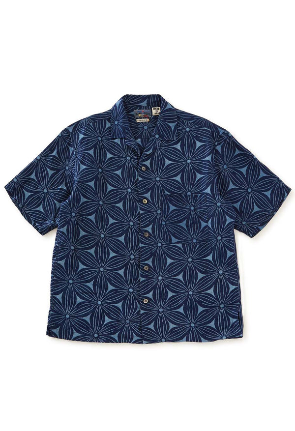 インディゴリネン サクラバッセン ショートスリーブシャツ - INDIGO