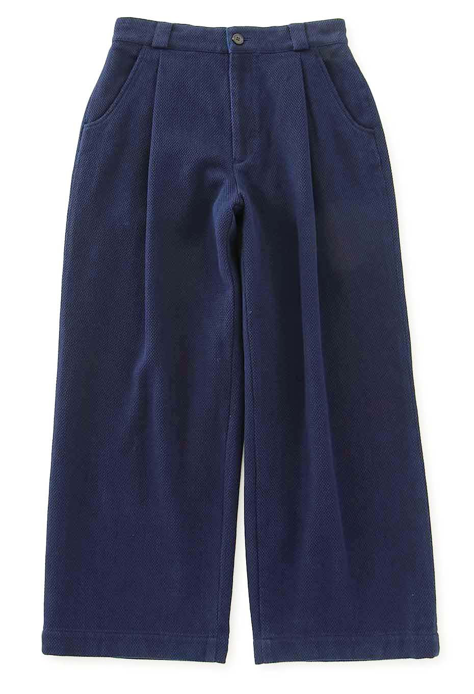 Hongai Light Sashiko Tuck Wide Pants - INDIGO