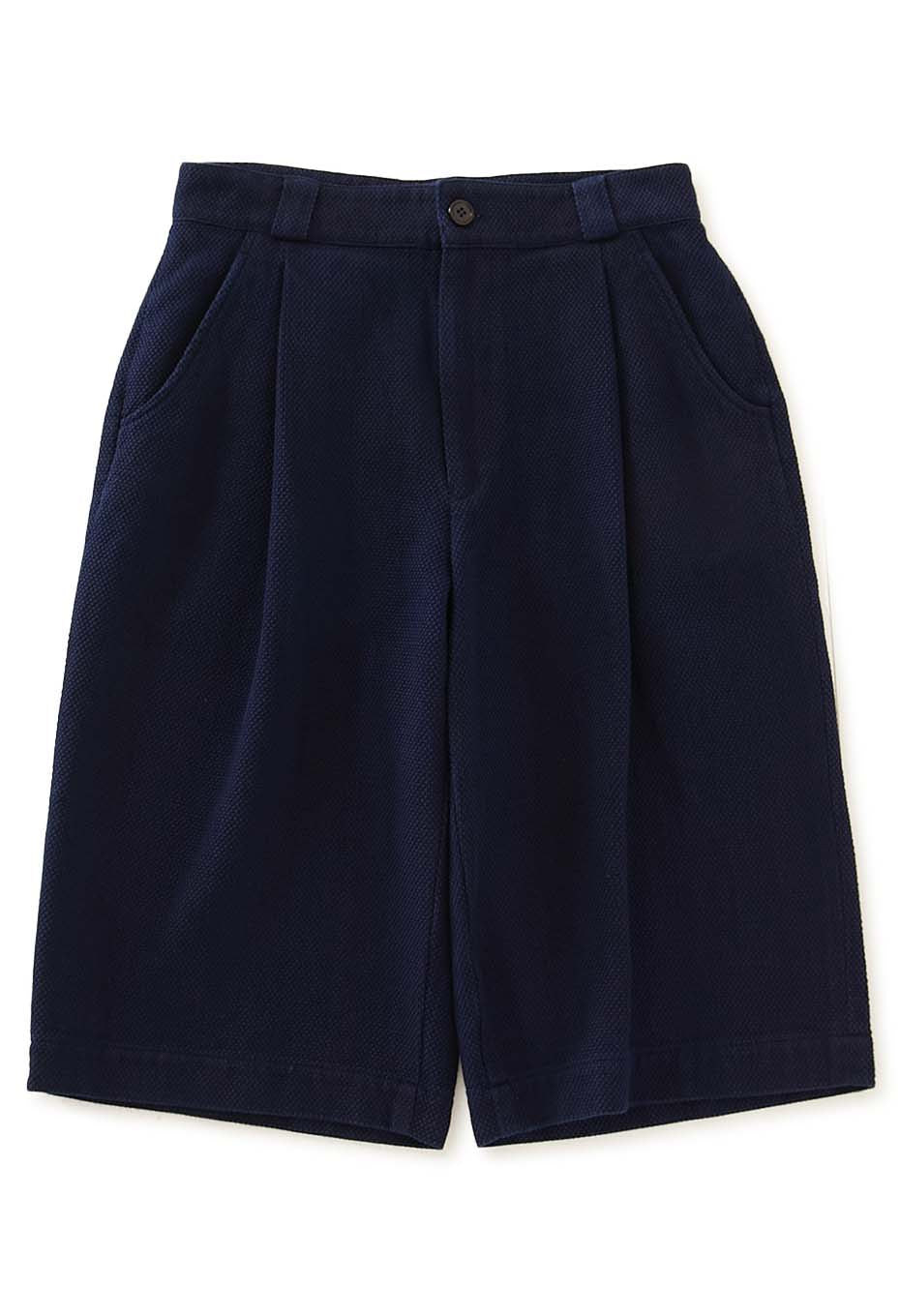 Woven Pure Indigo Light Sashiko wide shorts - INDIGO