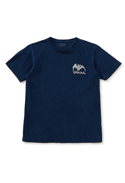 Clear appearance Bassenback print indigo T-shirt - INDIGO