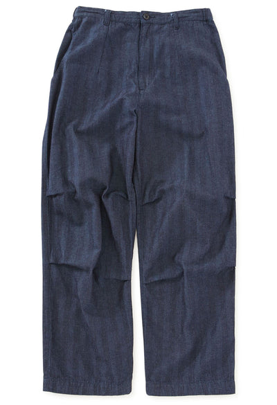 インディゴミックスヘリンボーン ニータックパンツ - INDIGO