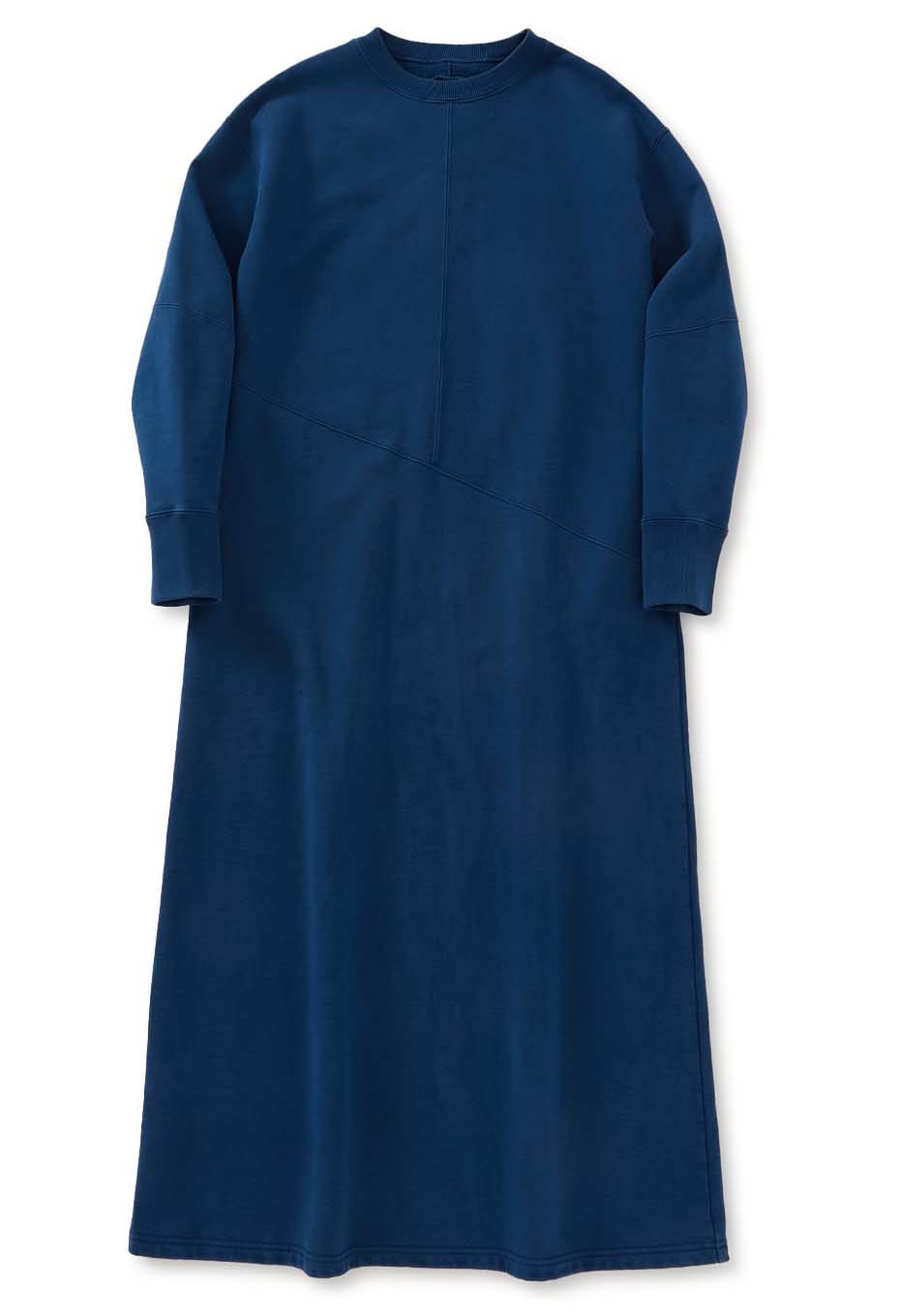 Organic Urake Tezome Sweat Dress - BLUE