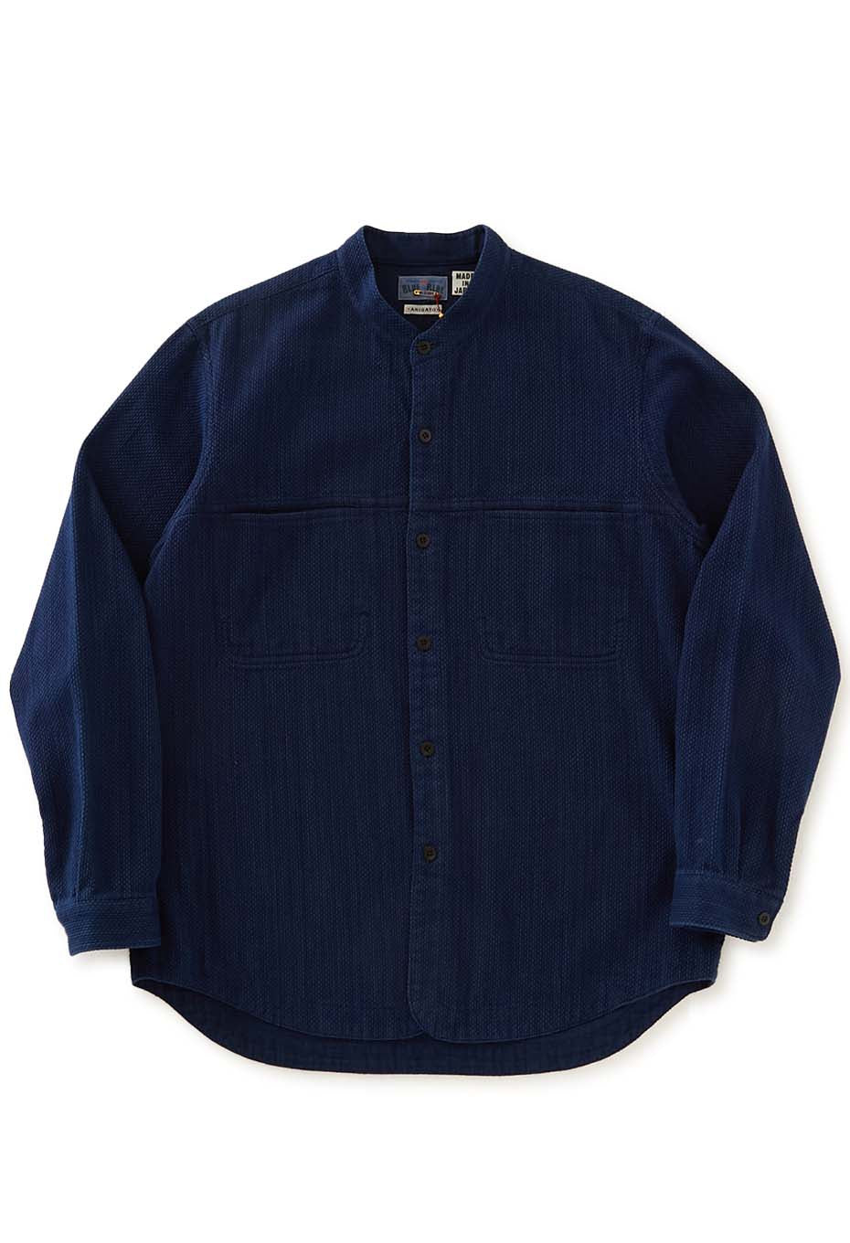 カセゾメサシコ バンドカラー ロングスリーブシャツ - INDIGO