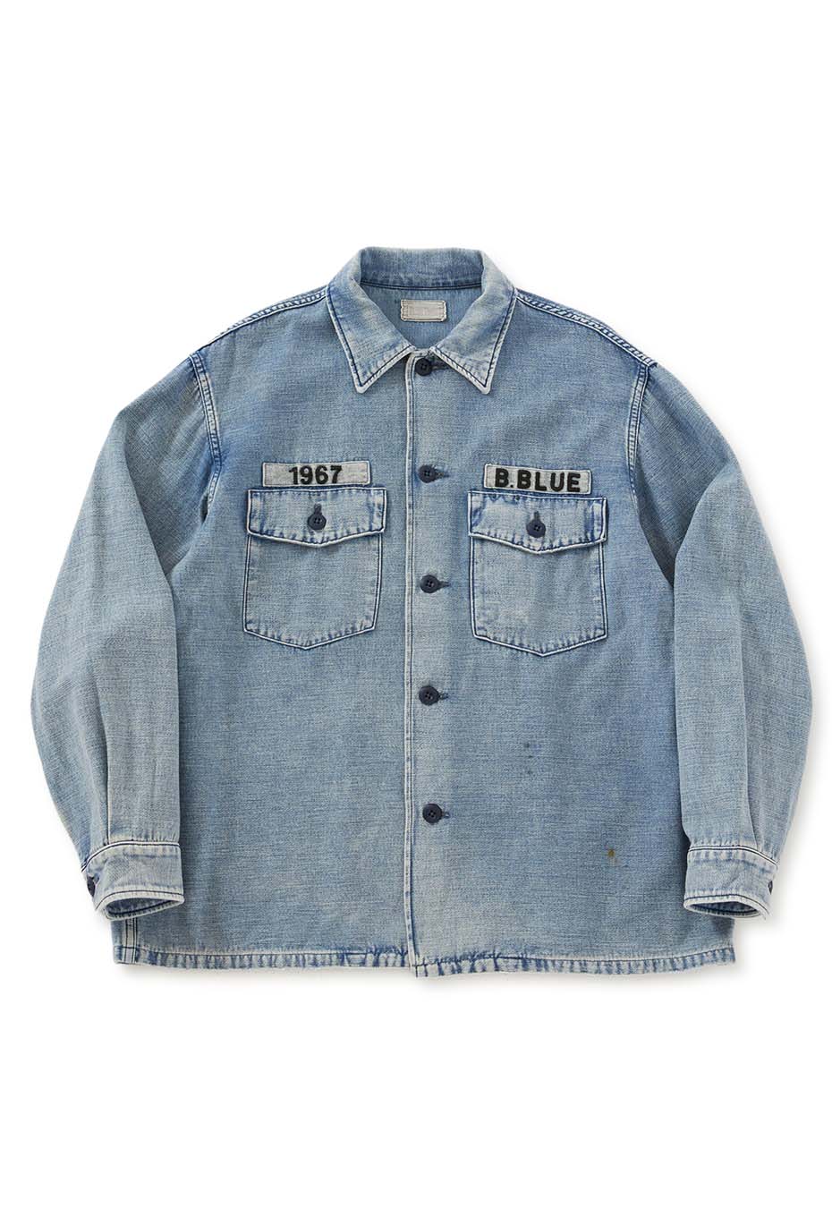 Indigo Back Satin Hard Workers Army Shirt - FADE