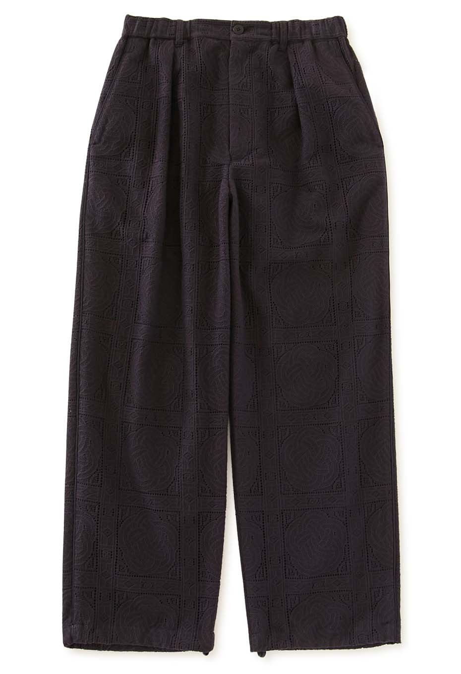 Mizuhiki lace draw straight pants - DARK NAVY