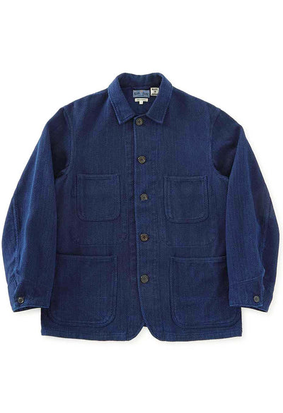 Woven Pure Indigo Light Sashiko Coverall - INDIGO