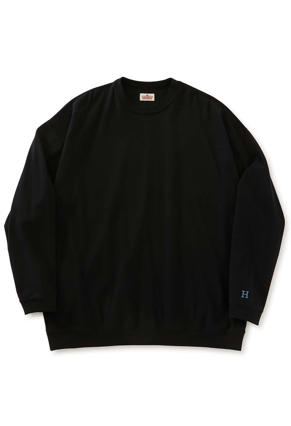 Stretch Fraise 9.5oz Hemrib Long Sleeve T-Shirt - BLACK