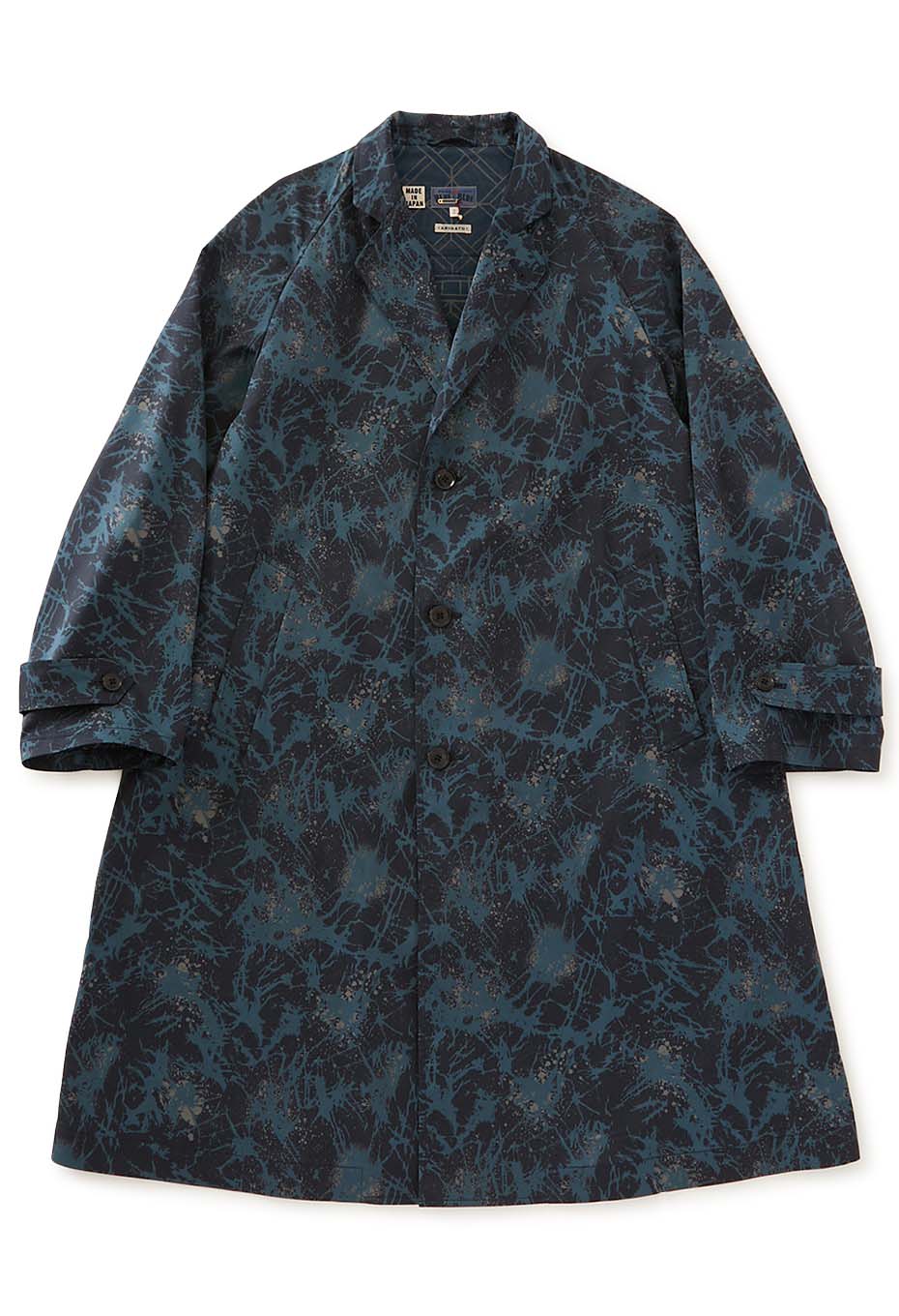 ショウカテンシャガラスプリント チェスターコート - NAVY