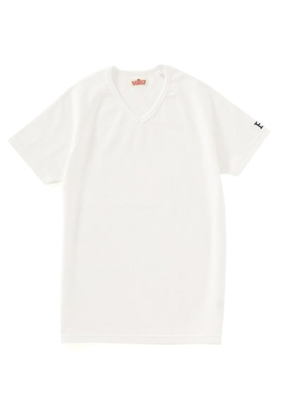 ストレッチフライス Vネックショートスリーブ Tシャツ - WHITE
