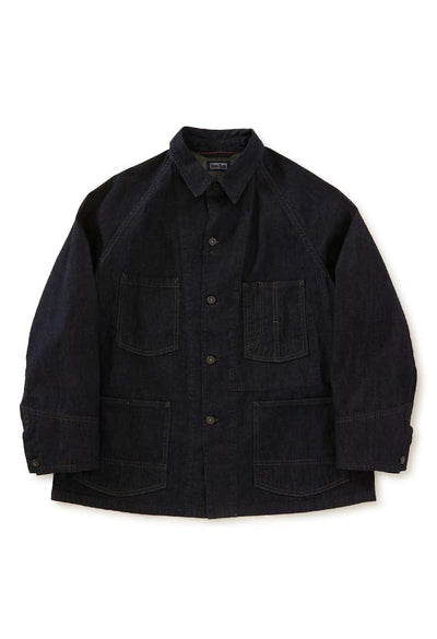 JK101 セルビッチライトデニム ラグランスリーブカバーオール - INDIGO