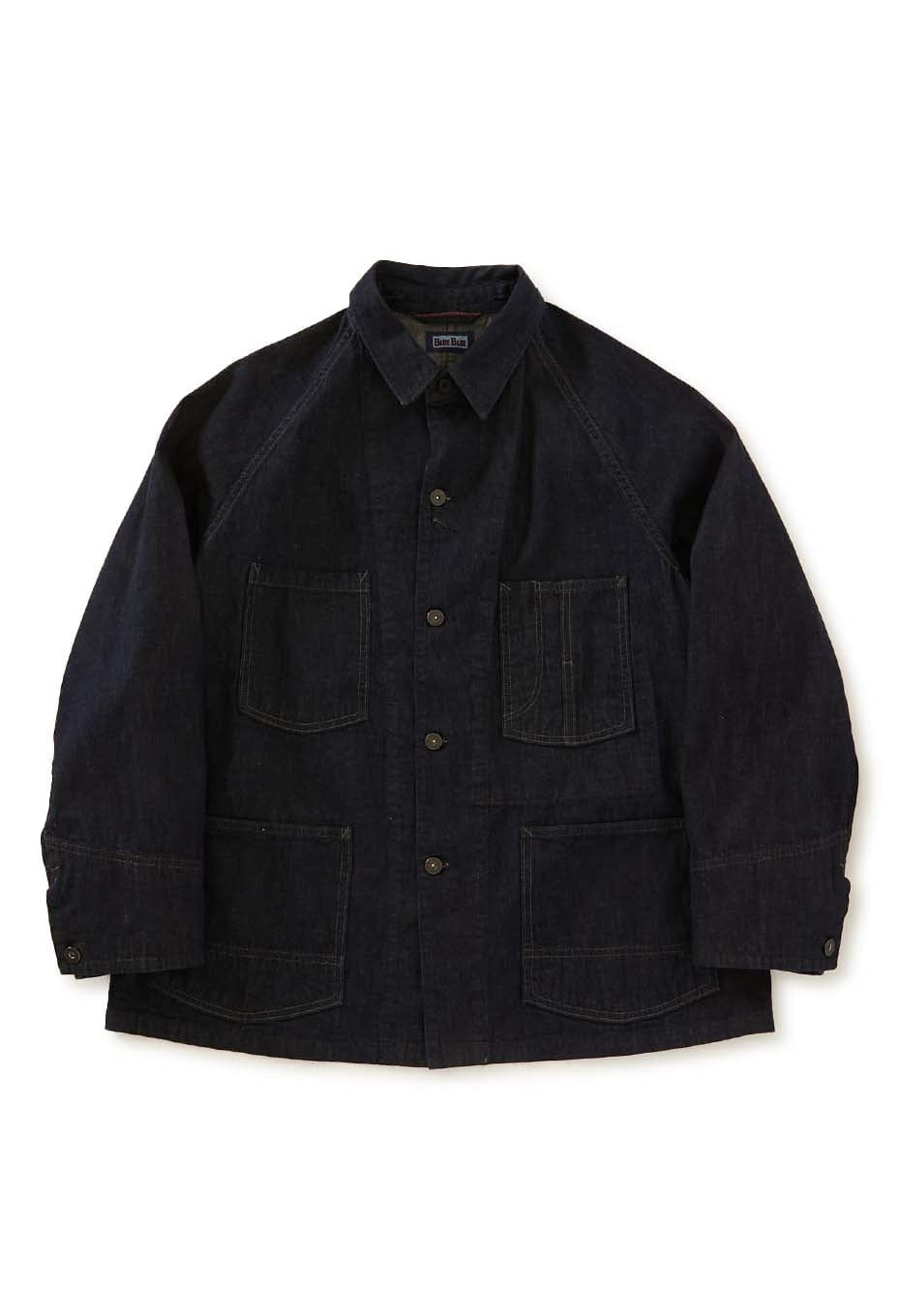 JK101 セルビッチライトデニム ラグランスリーブカバーオール - INDIGO