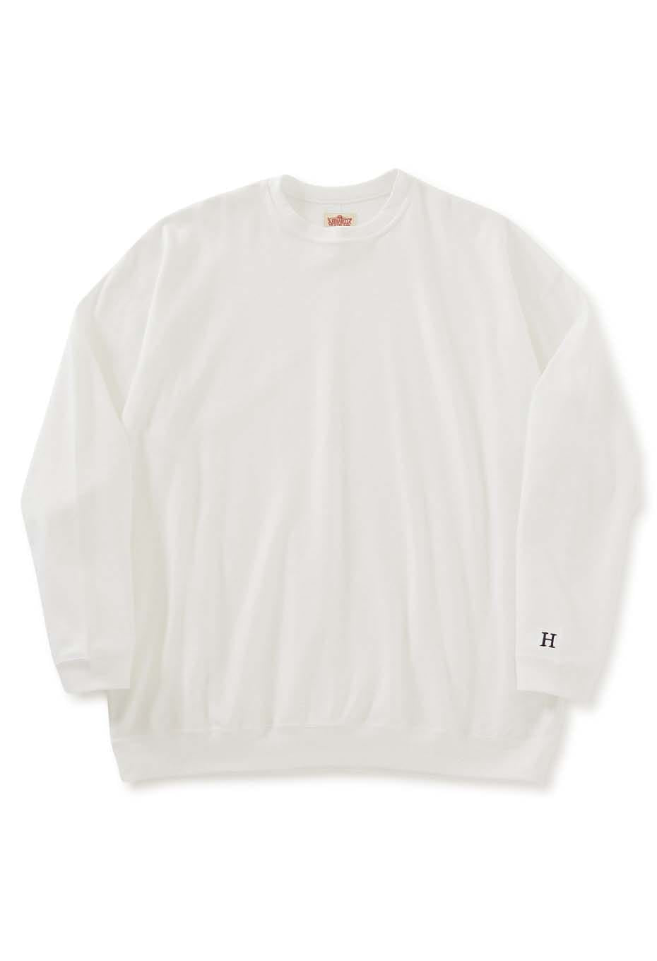 Stretch Fraise 9.5oz Hemrib Long Sleeve T-Shirt - WHITE