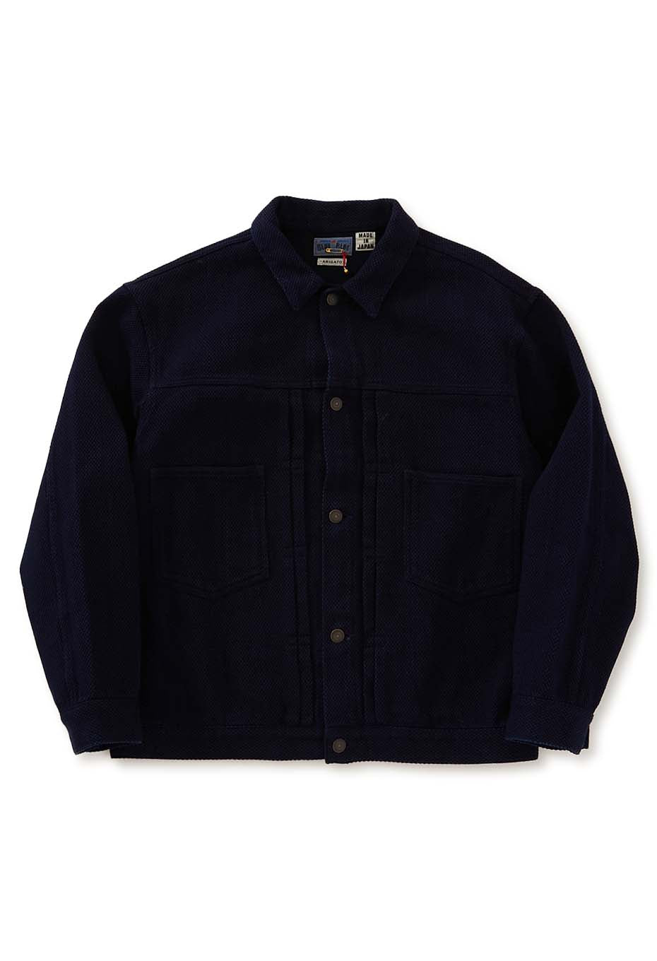 Woven Pure Indigo Light Sashiko Trucker Jacket - INDIGO