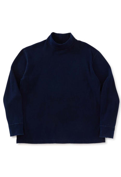 Mullite Teleco Tezome Needle Stitch Turtleneck T-shirt Unisex - INDIGO