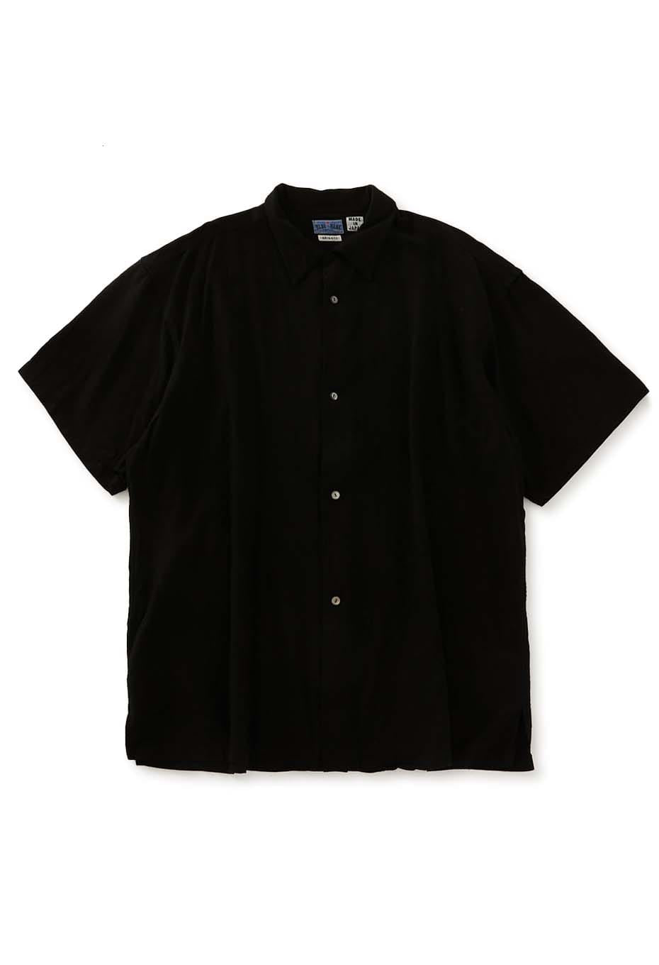 リネンミックステゾメ ブラック ショートスリーブシャツ - BLACK