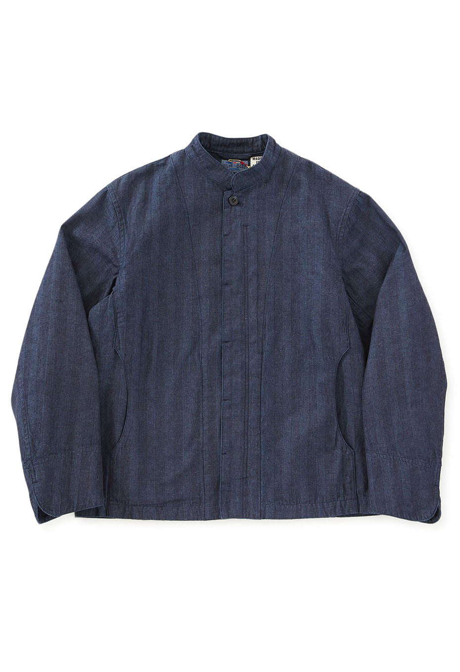 インディゴミックスヘリンボーン スタンドカラージャケット - INDIGO