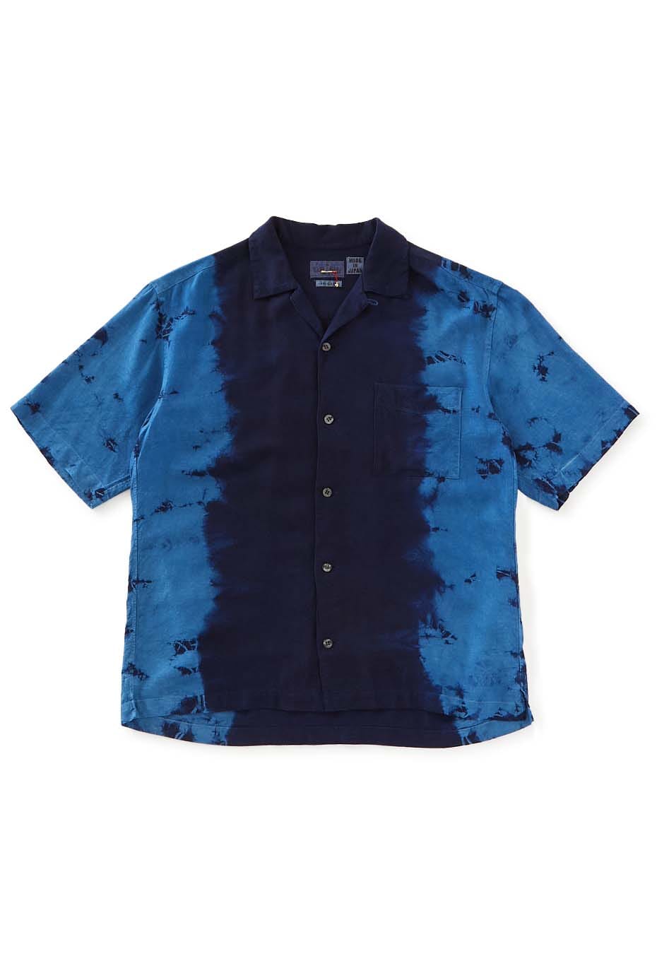 アイガサネシボリリネン ショートスリーブシャツ - INDIGO