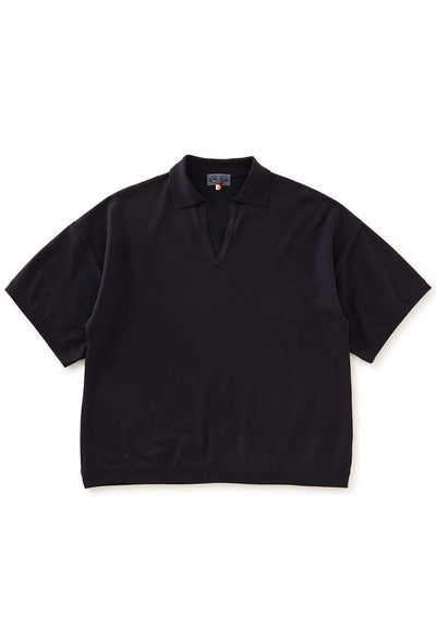 オーガニックカミイトコットン ポロネックプルオーバー - NAVY