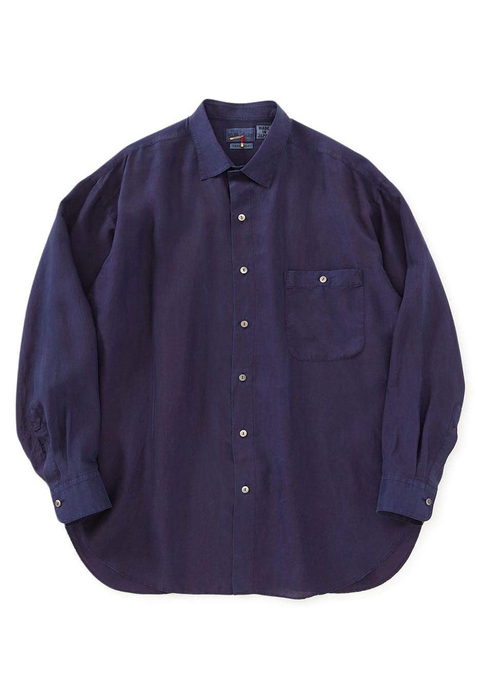 silk habatae Woven Pure Indigo  Long sleeve shirt - A