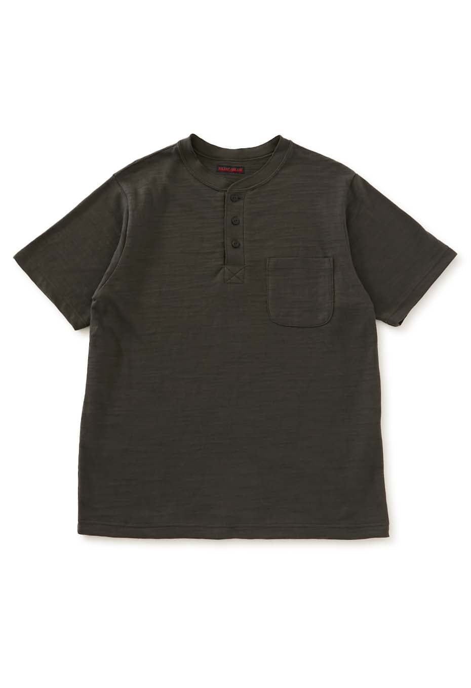 ヘビースラブテンジク ヘンリーネックポケットTシャツ - CHARCOAL