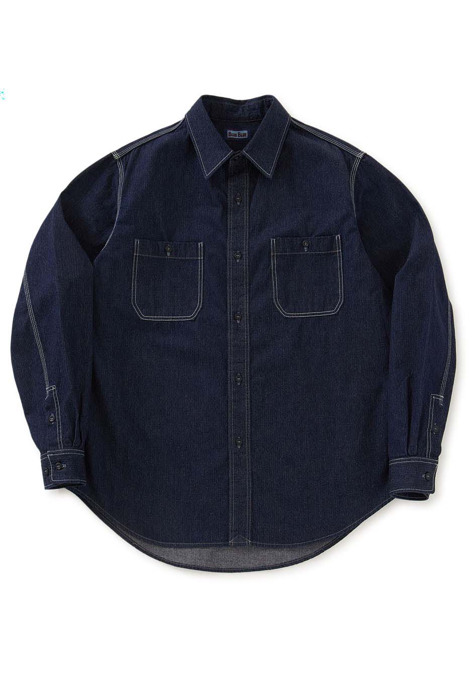 Jacquard shirt denim 2 pocket work shirt - INDIGO