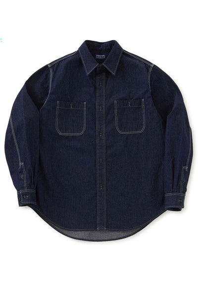 Jacquard shirt denim 2 pocket work shirt - INDIGO