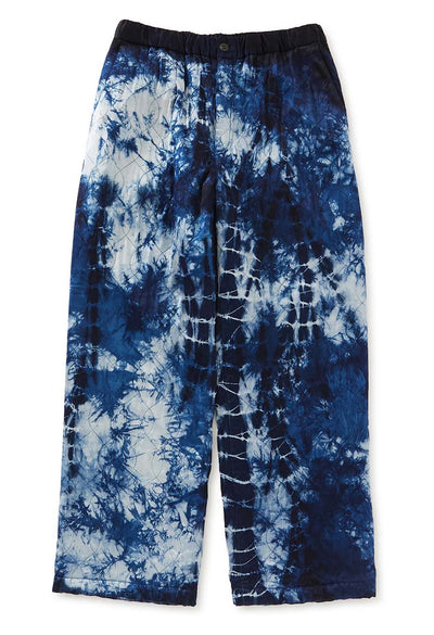 Indigo Kasane Shibori Quilted Draw Pants - INDIGO