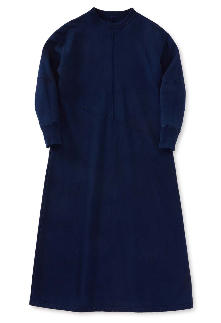 Organic Urake Tezome Sweat Dress - INDIGO