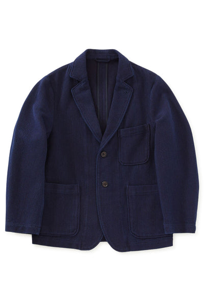 Woven Pure Indigo Light Sashiko Tailored Jacket - INDIGO