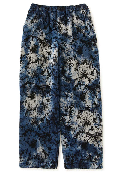 ソフトコットンガラスジャカード インディゴテゾメ ドローパンツ - INDIGO