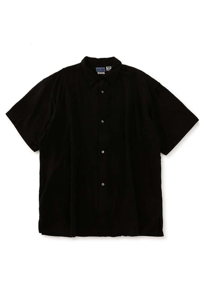 リネンミックステゾメ ブラック ショートスリーブシャツ - BLACK