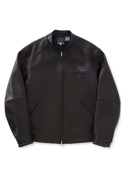 Indigo sheep leather single rider jacket - INDIGO