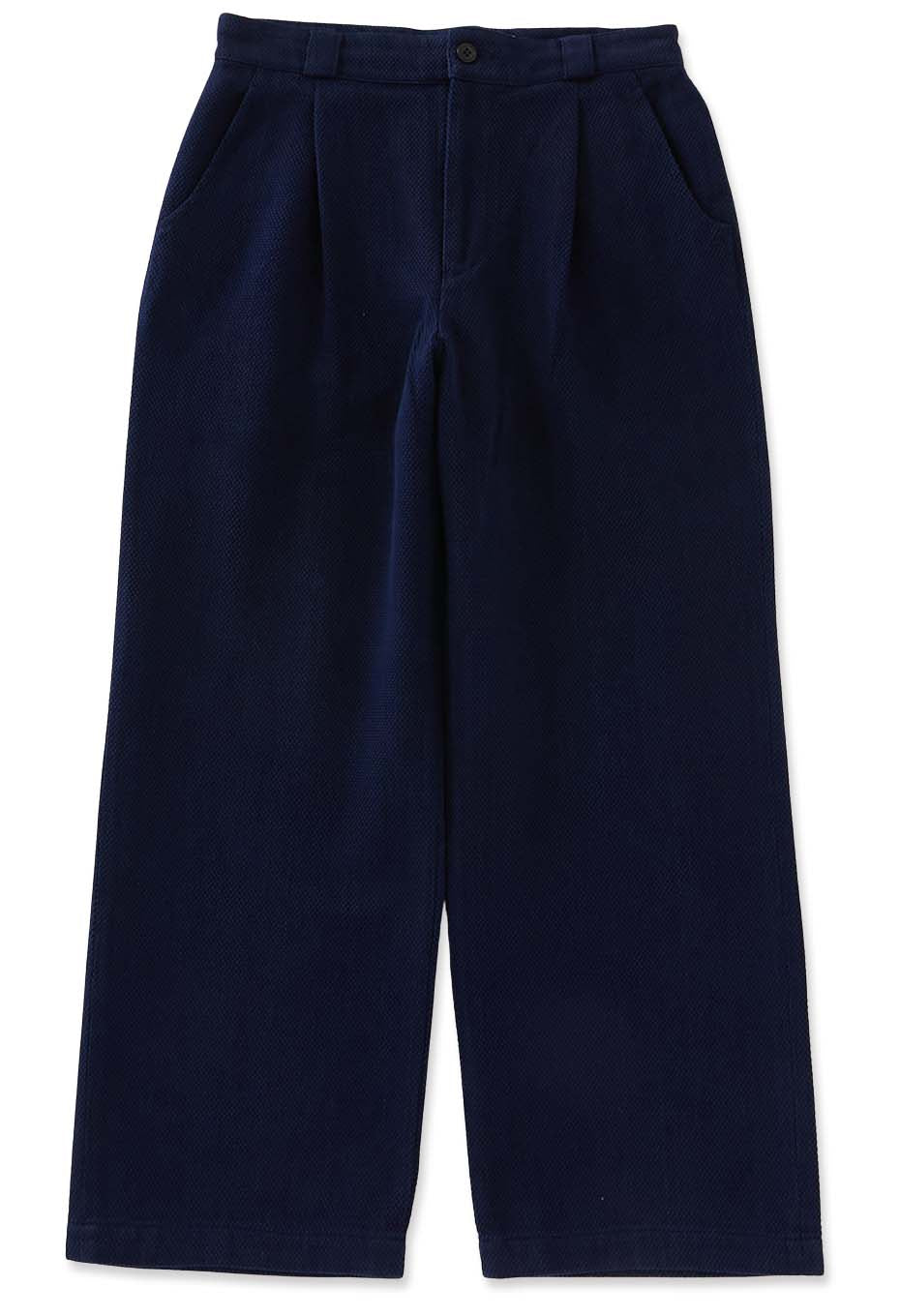 Woven Pure IndigoLight Sashiko Tuck Wide Pants - INDIGO
