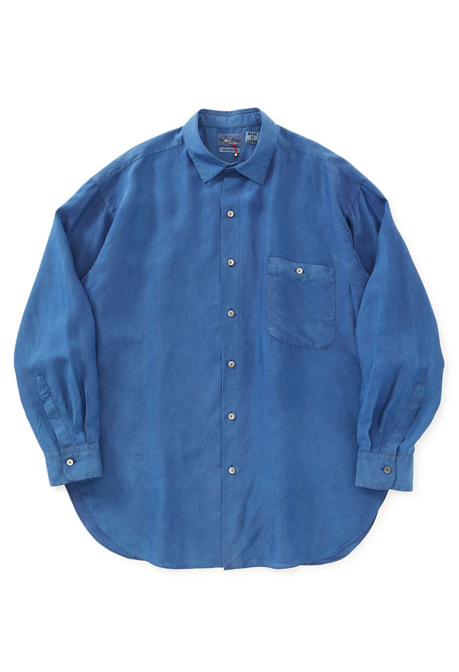 silk habatae Woven Pure Indigo  Long sleeve shirt - B