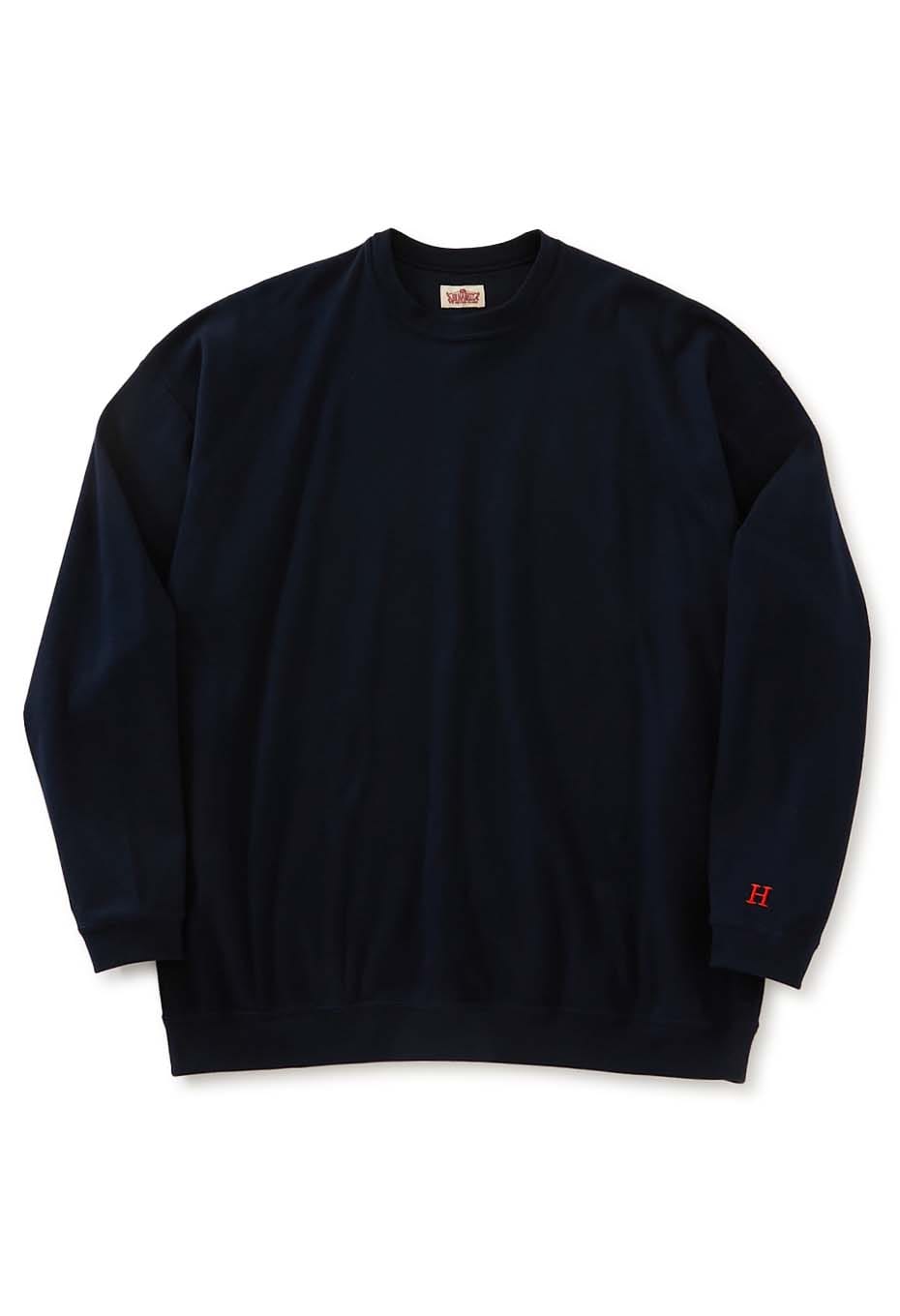 Stretch Fraise 9.5oz Hemrib Long Sleeve T-Shirt - DARK NAVY