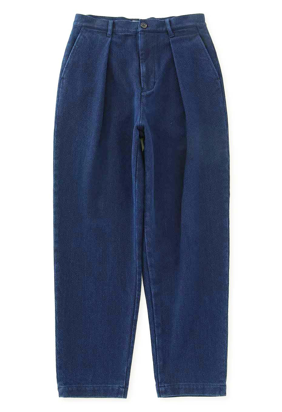 Woven Pure Indigo Light Sashiko Trousers - INDIGO