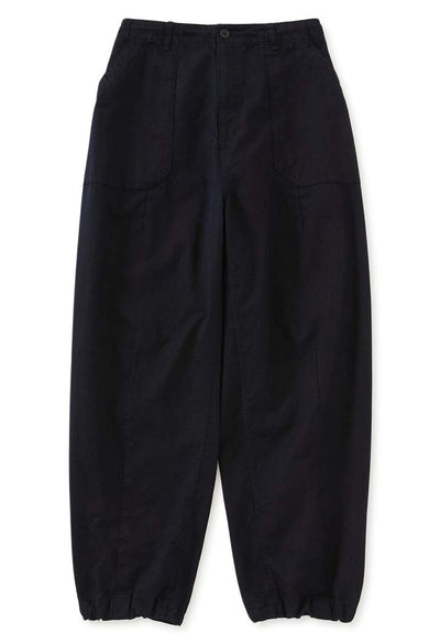Indigo nylon satin wide dart pants - INDIGO