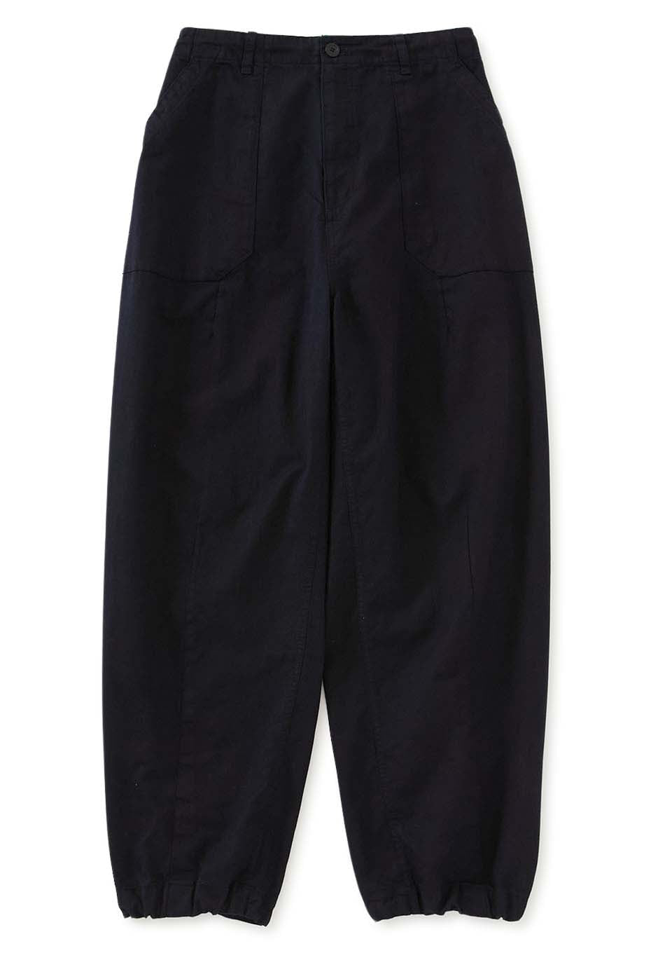 Indigo nylon satin wide dart pants - INDIGO