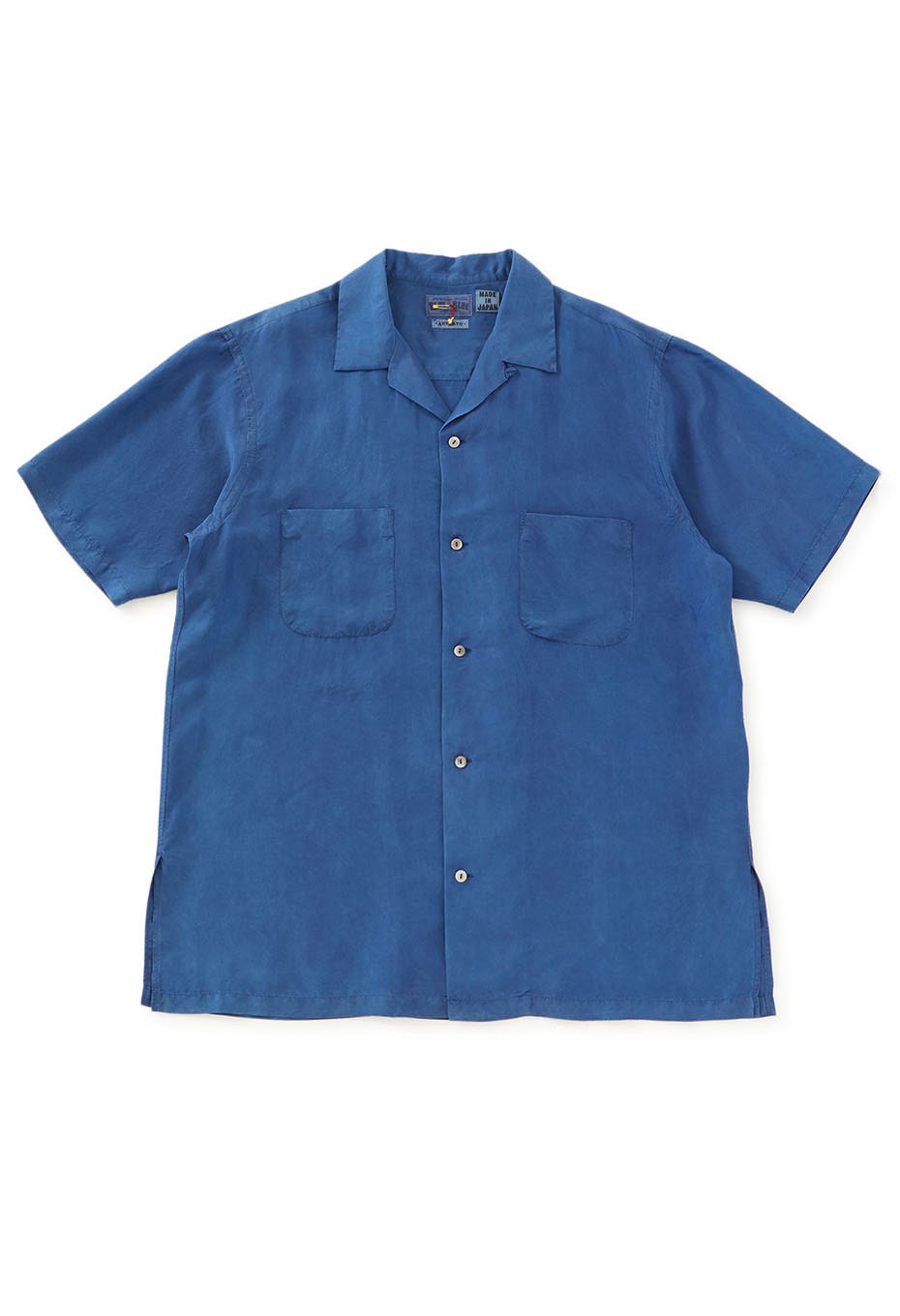 silk habatae Woven Pure Indigo Short sleeve shirt - B