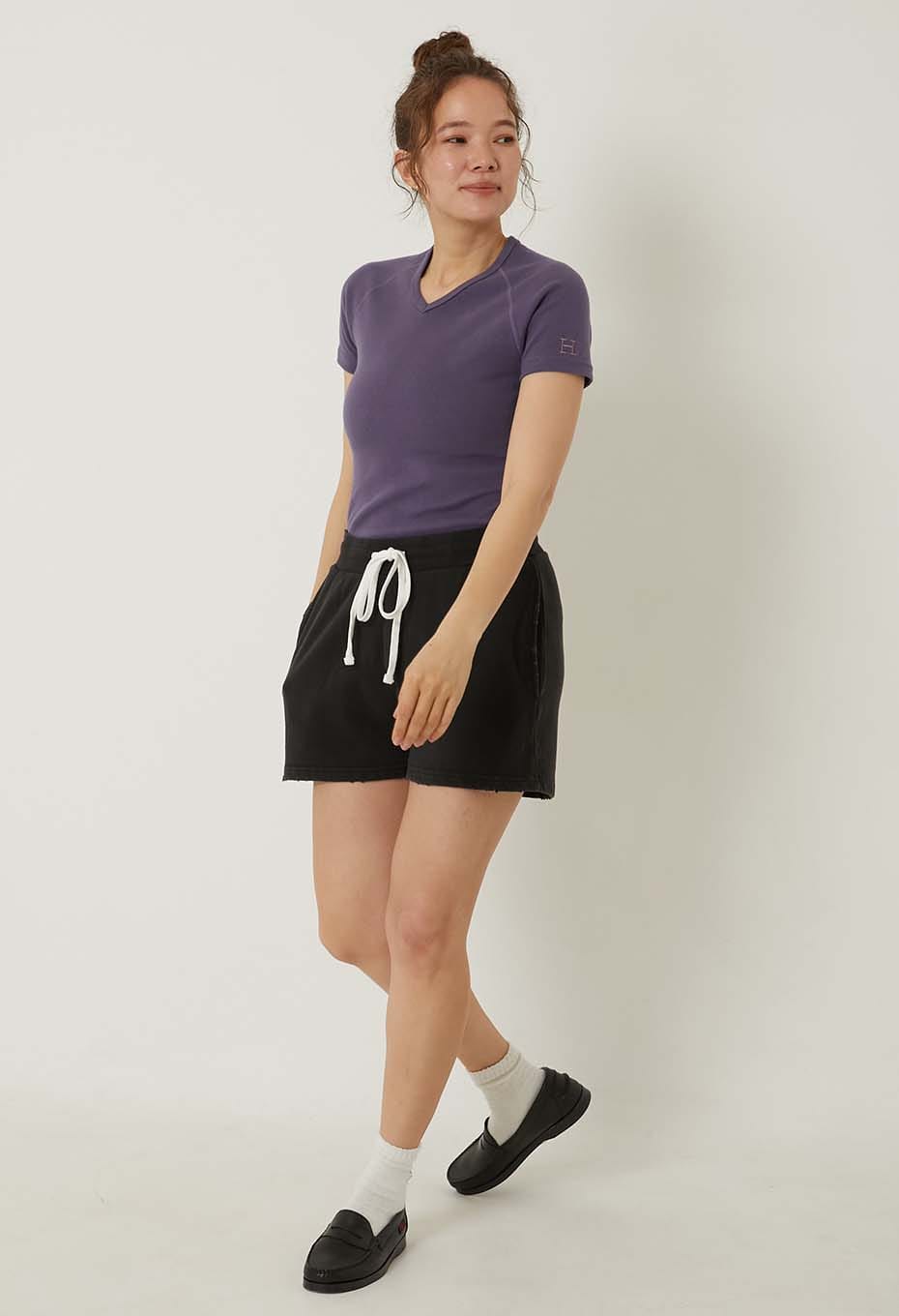 ストレッチフライス Vネックショートスリーブ Tシャツ - DK PURPLE