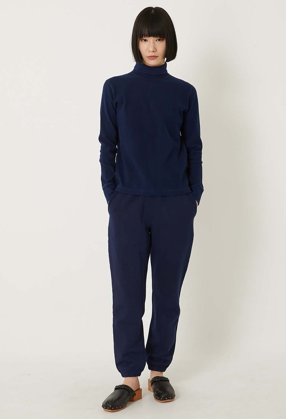Mullite Teleco Tezome Needle Stitch Turtleneck T-shirt Unisex - INDIGO