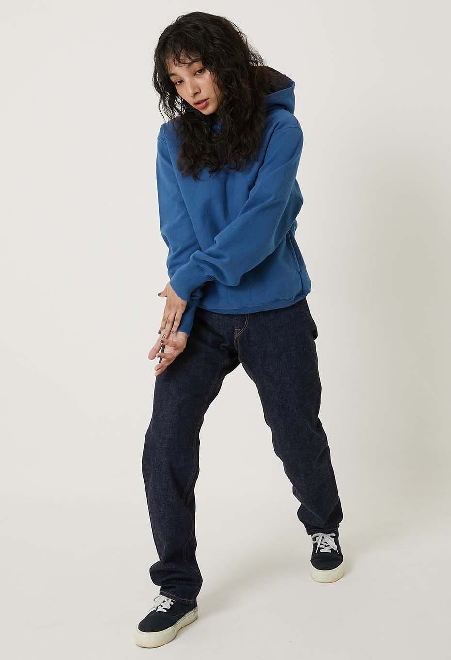 Organic Urake Tezome Sweat Pull Hoodie - BLUE
