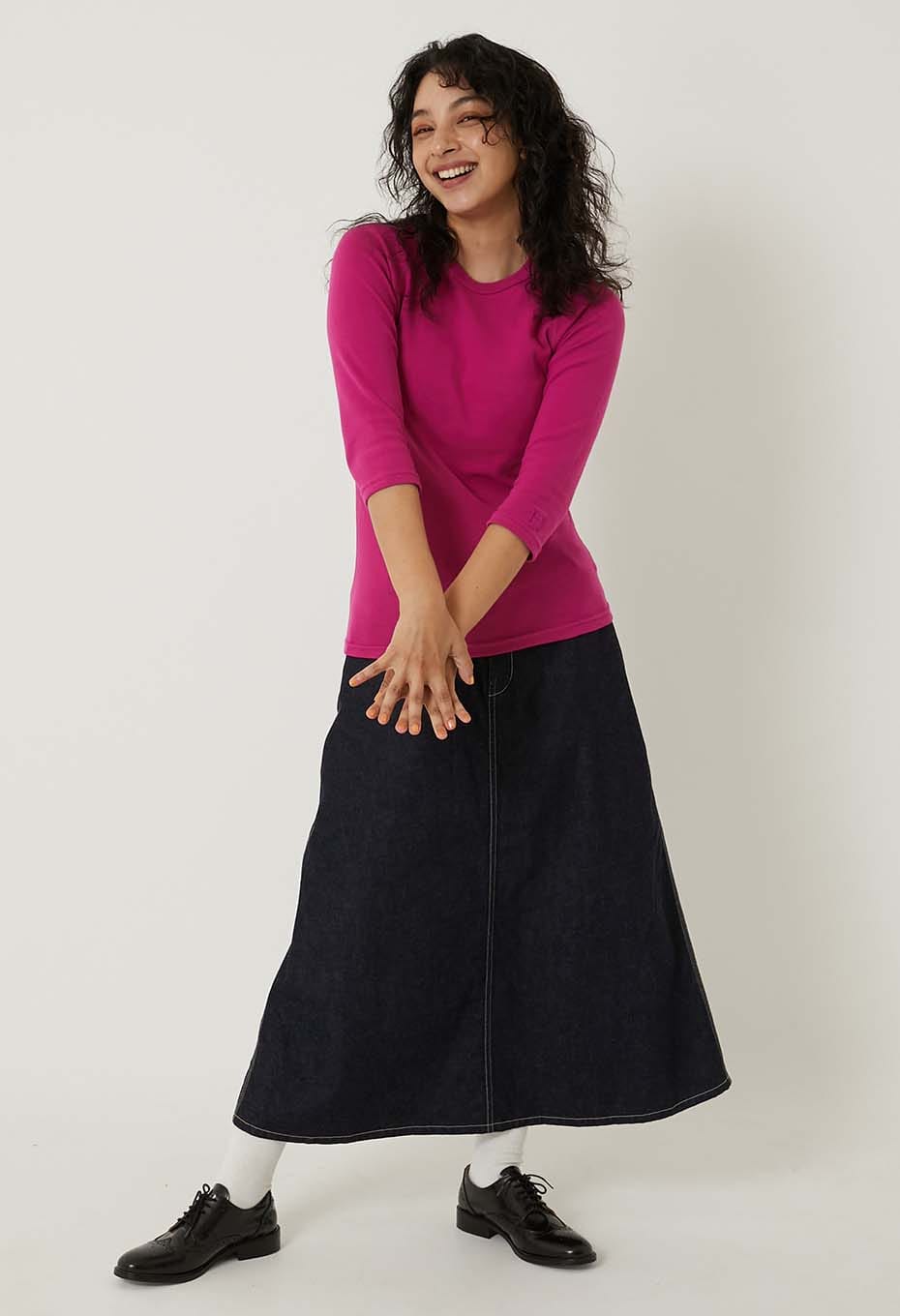ストレッチフライス ハーフスリーブ Tシャツ - DARK PINK