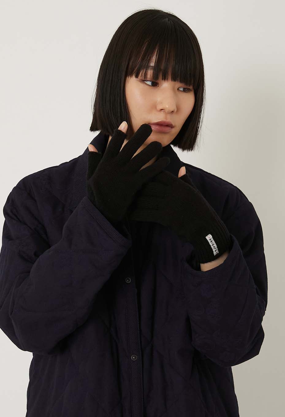 リサイクルカシミア ユビヌキグローブ - BLACK