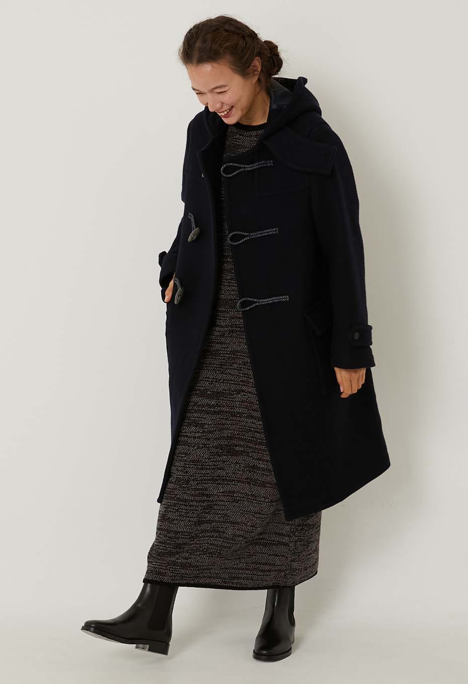 Dobby Melton Duffle Coat Unisex - DARK NAVY