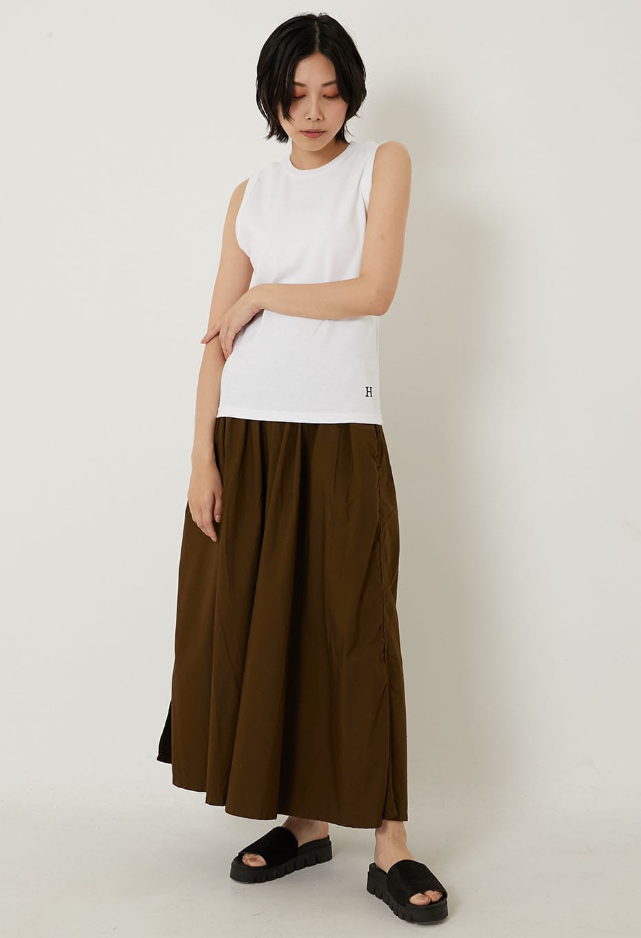 Stretch Fraise Sleeveless T-shirt - WHITE