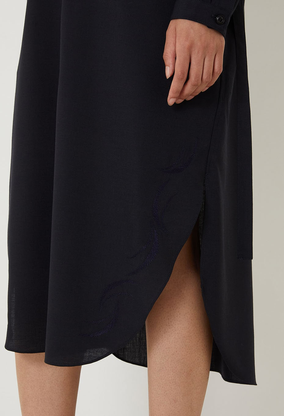 ドライポプリンメブキシシュウ バンドカラーワンピース - DARK NAVY
