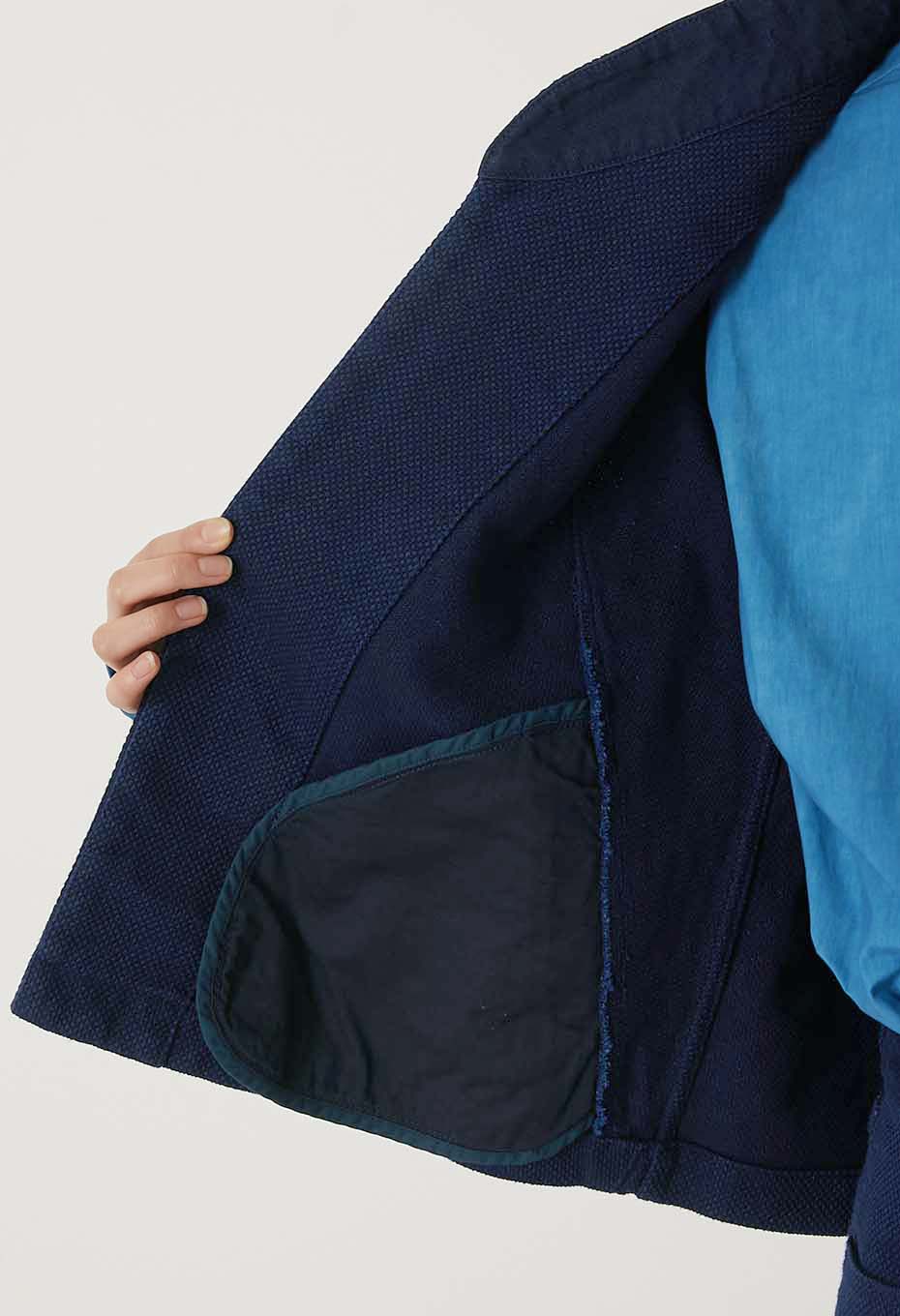 Woven Pure Indigo Nijuorisashiko Haori Jacket Women's - INDIGO