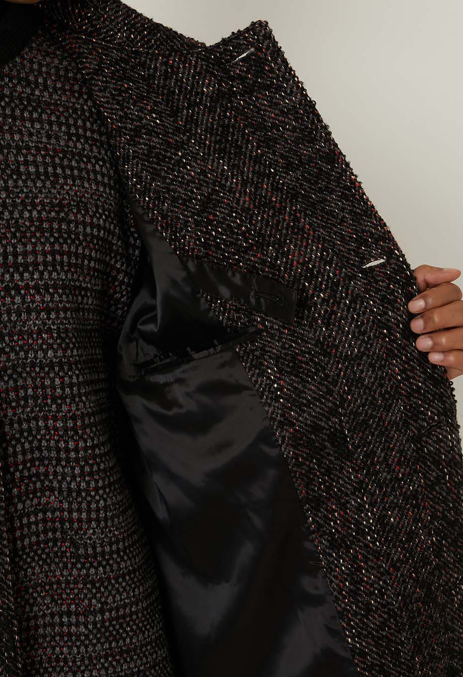 マチアカリ ロービングツイード シングルコート - BLACK